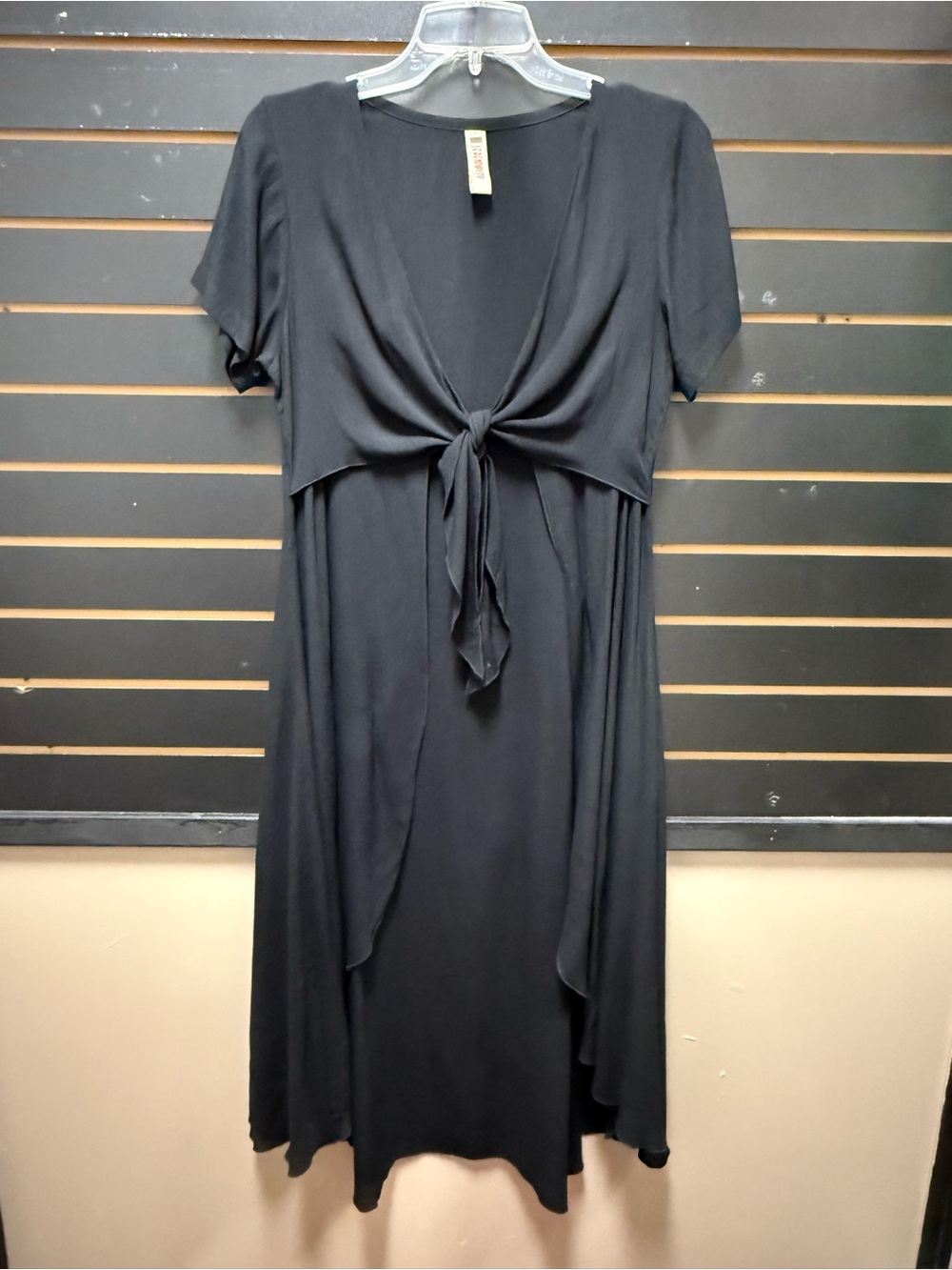 Serendipity Maui Black Open Front Tie Top High Low Duster Cover Up Size S
